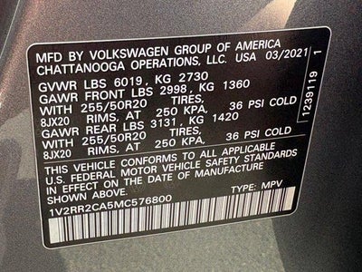 2021 Volkswagen Atlas 3.6L V6 SE w/Technology R-Line
