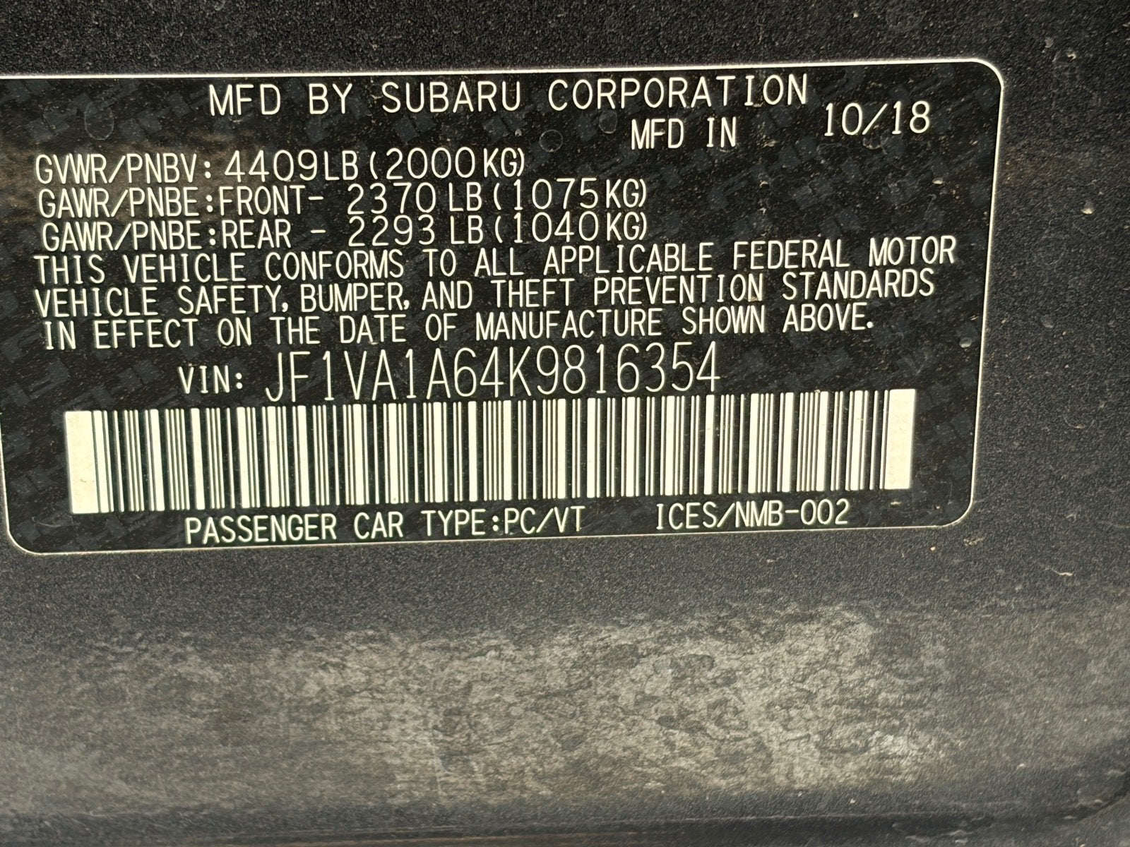 2019 Subaru WRX Base