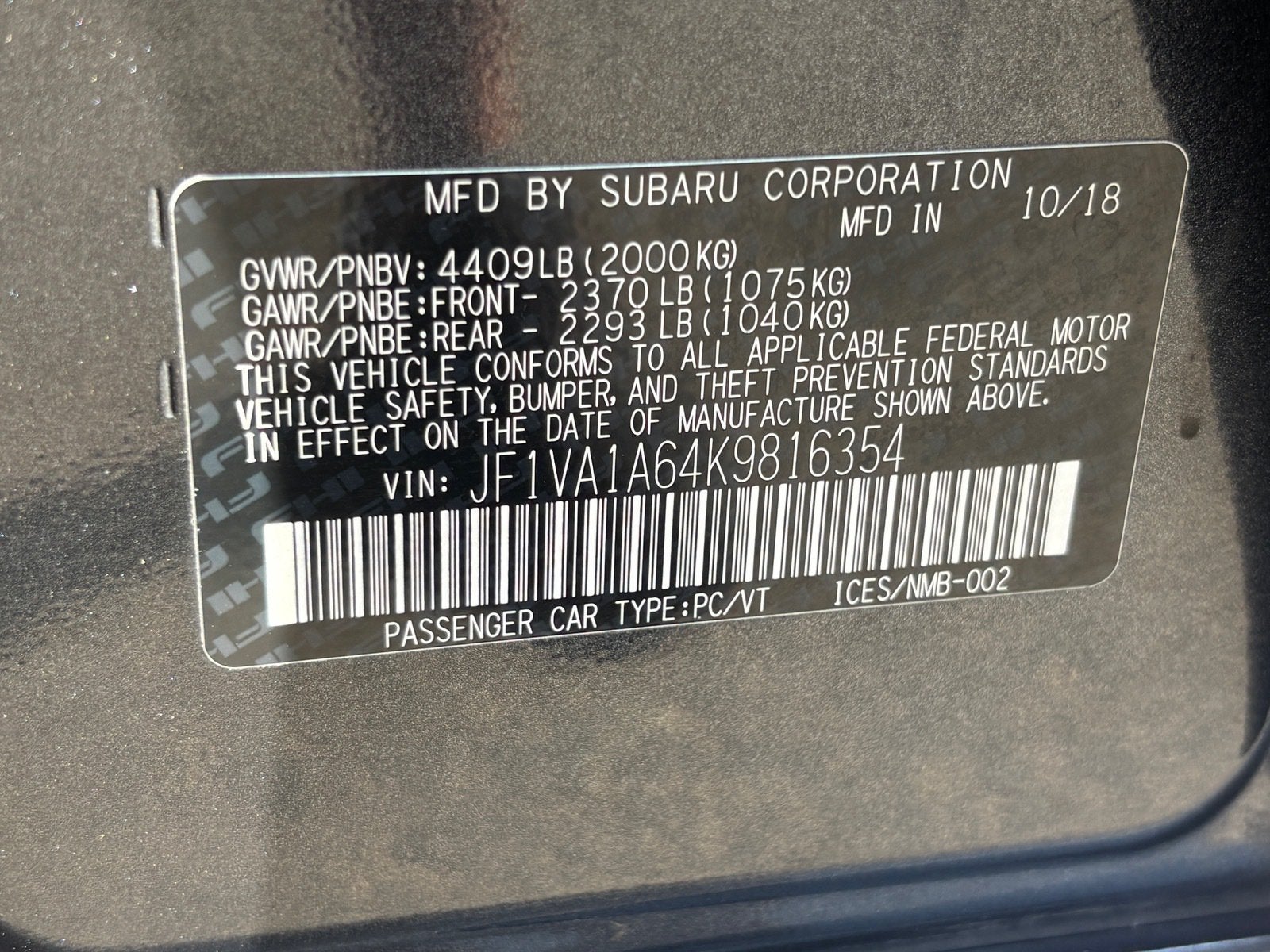 2019 Subaru WRX Base