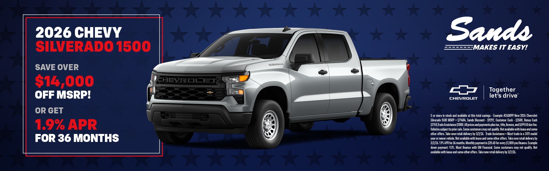 Silver 2026 Chevy Silverado 1500 discount offer