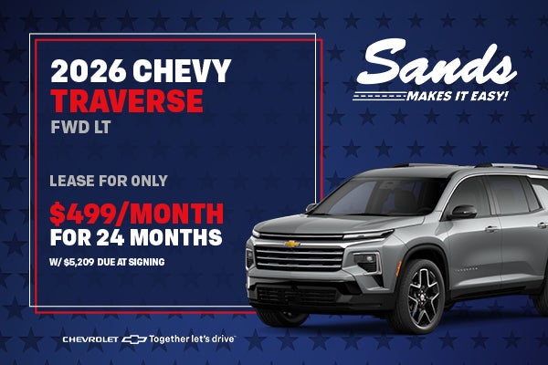Silver 2026 Chevy Traverse LT lease offer