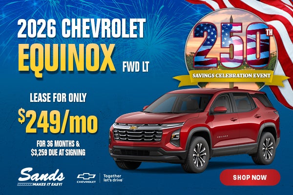 2026 Chevrolet Equinox LT lease $249/mo for 36 months