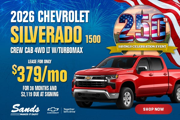 2026 Chevrolet Silverado LT lease $379/mo for 36 months