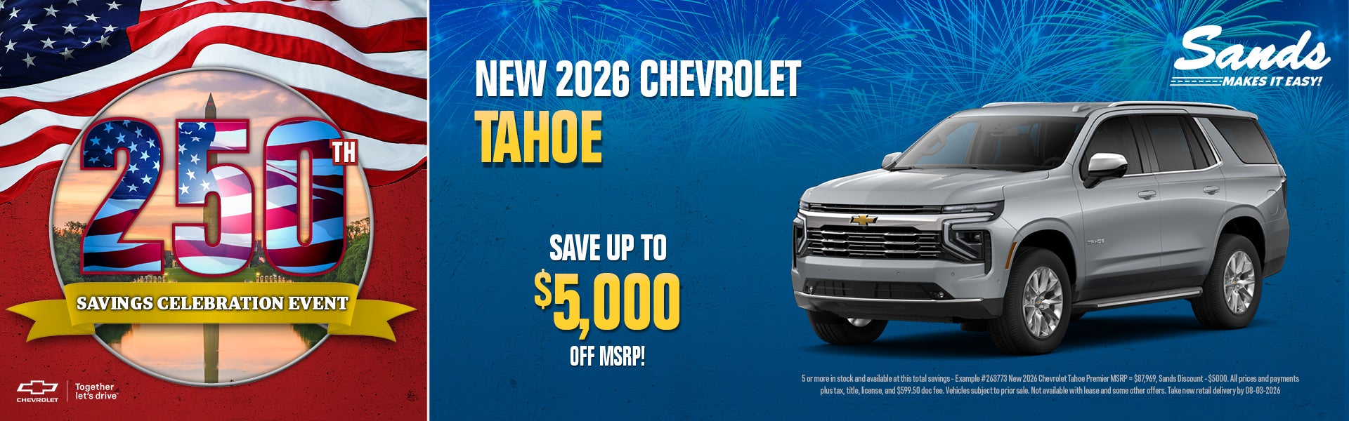 2026 Chevrolet Tahoe with up to $5,000 off MSRP
