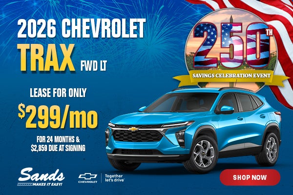 2026 Chevrolet Trax LT lease $299/mo for 24 months